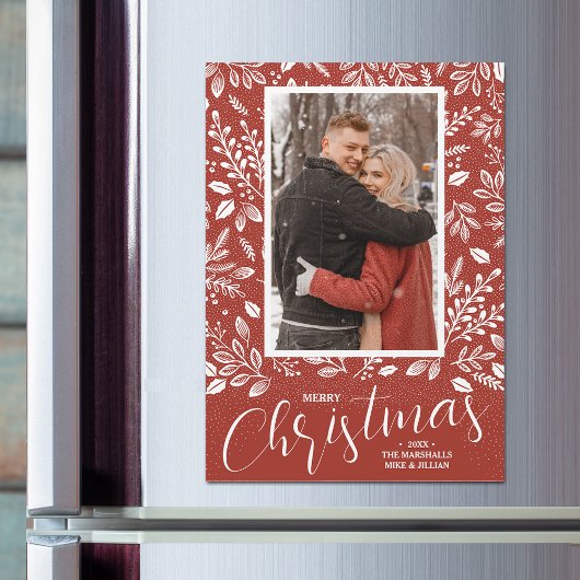 Botanische Kerstfoto Rustieke Magnetische Kaart