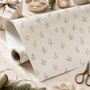 Botanische Kerstgroene Bladeren Minimalistisch Cadeaupapier