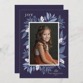 Botanische kerstkaart voor Lijst: blauw Aankondiging (Voorkant / Achterkant)