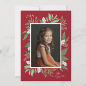 Botanische kerstkaart voor Lijst: rood Aankondiging (Voorkant)