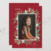 Botanische kerstkaart voor Lijst: rood Aankondiging (Voorkant / Achterkant)