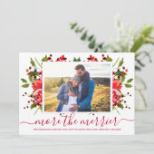 Botanische kerstkaarten met zwangerschapsduur aankondiging (Staand voorkant)