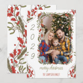 Botanische Kerstkrans – Custom 1 Familie Foto Feestdagenkaart (Voorkant / Achterkant)