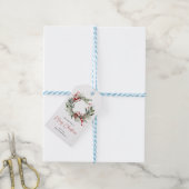 Botanische Kerstkrans Gelukkig Kerstfeest Cadeaulabel (Met Touw)
