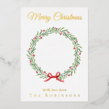 Botanische Kerstkrans Modern Gouden Script
