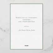 Botanische Kerstkrans Modern Gouden Script Folie Feestdagenkaart (Achterkant)