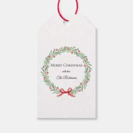 Botanische Kerstkrans Modern Schrift  Cadeaulabel