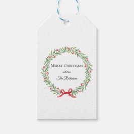 Botanische Kerstkrans Modern Schrift  Cadeaulabel
