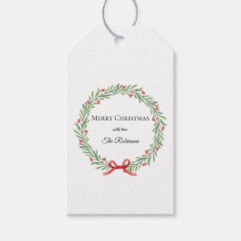 Botanische Kerstkrans Modern Schrift  Cadeaulabel