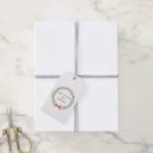 Botanische Kerstkrans Modern Schrift Cadeaulabel (Met Touw)