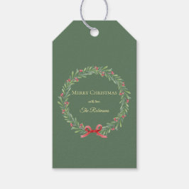 Botanische Kerstkrans Modern Schrift  Cadeaulabel