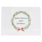 Botanische Kerstkrans Modern Schrift Groot Cadeauzakje (Achterkant)