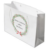 Botanische Kerstkrans Modern Schrift Groot Cadeauzakje (Achterkant Gekanteld)