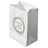 Botanische Kerstkrans Modern Schrift Medium Cadeauzakje (Voorkant Gekanteld)