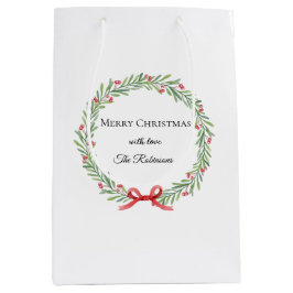 Botanische Kerstkrans Modern Schrift Medium Cadeauzakje