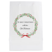 Botanische Kerstkrans Modern Schrift Medium Cadeauzakje (Achterkant)