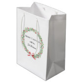 Botanische Kerstkrans Modern Schrift Medium Cadeauzakje (Achterkant Gekanteld)