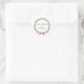 Botanische Kerstkrans Modern Schrift Vierkante Sticker (Tas)