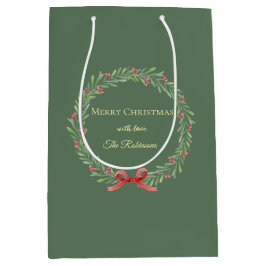 Botanische Kerstkrans Moderne Schrift Medium Cadeauzakje