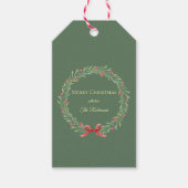 Botanische Kerstkrans Moderne Script Cadeaulabel (Voorkant)