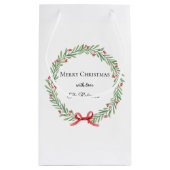 Botanische Kerstkrans Moderne Script Klein Cadeauzakje (Achterkant)