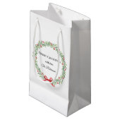 Botanische Kerstkrans Moderne Script Klein Cadeauzakje (Voorkant Gekanteld)