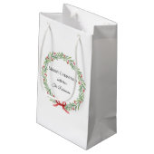 Botanische Kerstkrans Moderne Script Klein Cadeauzakje (Achterkant Gekanteld)