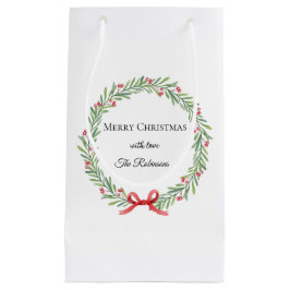 Botanische Kerstkrans Moderne Script  Klein Cadeauzakje