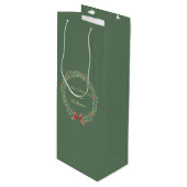 Botanische Kerstkrans Moderne Script Wijn Cadeautas (Voorkant Gekanteld)