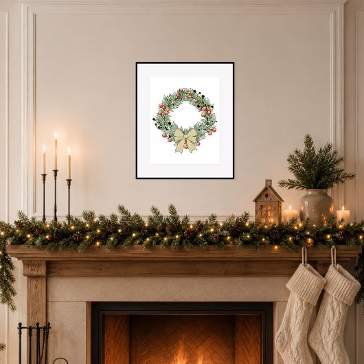 Botanische Kerstkrans Poster