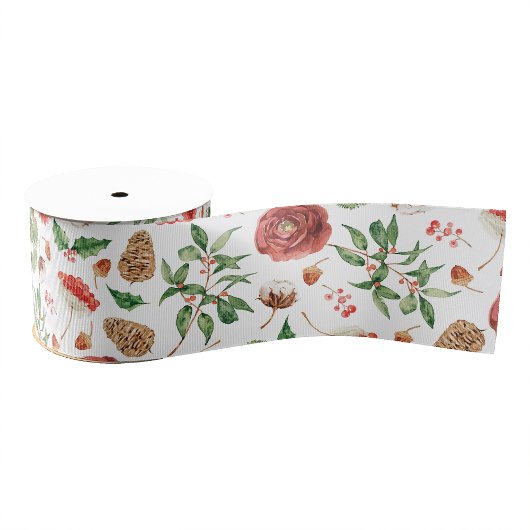 Botanische Kerstlint Grosgrain Lint