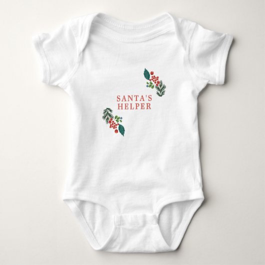 Botanische Kerstman Helper Vakantie Kerstmis Romper (Voorkant)