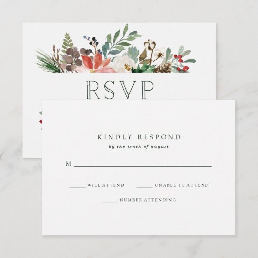 Botanische Kerstmis | Bloemenvakantie RSVP (Voorkant / Achterkant)