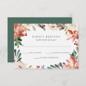 Botanische Kerstmis | Bloemrijke Holiday Bruiloft Kaart (Voorkant / Achterkant)