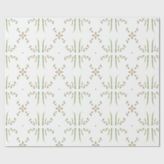 Botanische Kerstmis Cadeaupapier (Vlak)