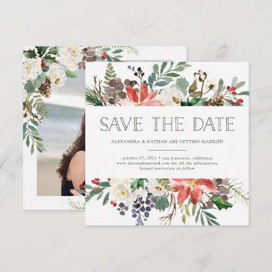 Botanische Kerstmis | Foto Opslaan Kerstkaart Kaart (Voorkant / Achterkant)