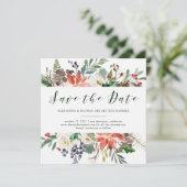 Botanische Kerstmis | Kerst Script Save the Date Kaart (Staand voorkant)