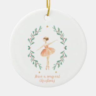 botanische kerstmis met waterverf van ballerina keramisch ornament