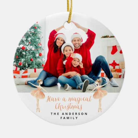 botanische kerstmis met waterverf van ballerina keramisch ornament (Voorkant)