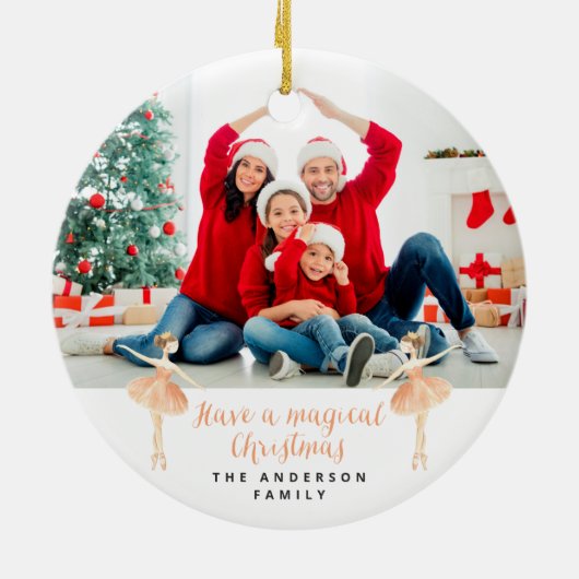 botanische kerstmis met waterverf van ballerina keramisch ornament (Achterkant)