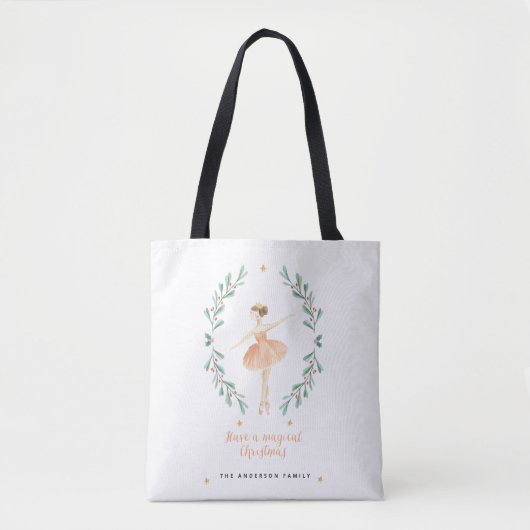 botanische kerstmis met waterverf van ballerina tote bag (Voorkant)