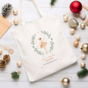 botanische kerstmis met waterverf van ballerina tote bag