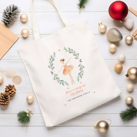 botanische kerstmis met waterverf van ballerina tote bag
