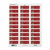 Botanische Kerstmis Traditioneel Rood Terugkeeradr Etiket (Full Sheet)
