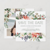 Botanische Kerstmis | Vakantie Foto Save the Date Kaart (Voorkant / Achterkant)