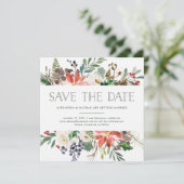 Botanische Kerstmis | Vakantie Foto Save the Date Kaart (Staand voorkant)