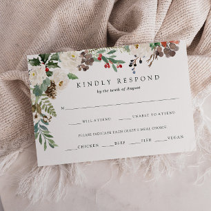 Botanische Kerstmis Vakantie maaltijdkeuze RSVP Kaartje