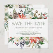 Botanische Kerstmis | Vakantiefoto Save the Date Kaart (Voorkant / Achterkant)