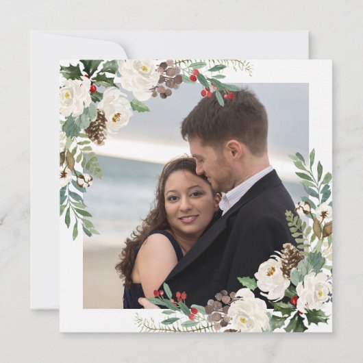 Botanische Kerstmis | Vakantiefoto Save the Date Kaart (Achterkant)