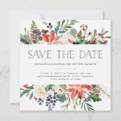 Botanische Kerstmis | Vakantiefoto Save the Date Kaart (Voorkant)